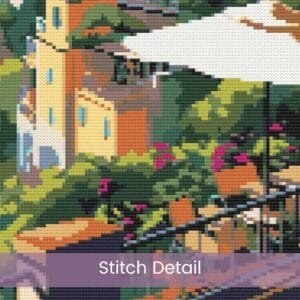 Amalfi Italy Travel Poster Cross Stitch Pattern, Retro Travel Poster, Vintage Poster Cross Stitch PDF Chart, Instant Download, Full Coverage