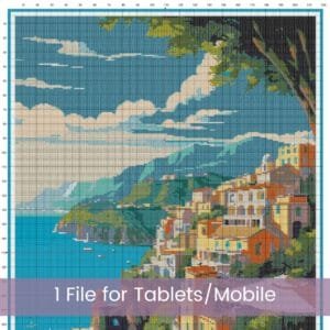 Amalfi Italy Travel Poster Cross Stitch Pattern, Retro Travel Poster, Vintage Poster Cross Stitch PDF Chart, Instant Download, Full Coverage