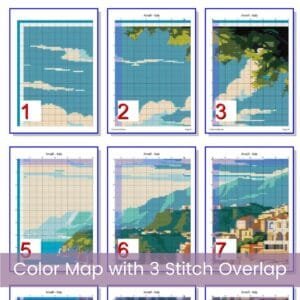 Amalfi Italy Travel Poster Cross Stitch Pattern, Retro Travel Poster, Vintage Poster Cross Stitch PDF Chart, Instant Download, Full Coverage