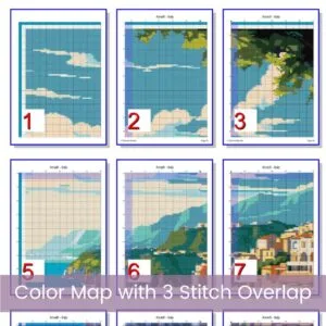 Amalfi Italy Travel Poster Cross Stitch Pattern, Retro Travel Poster, Vintage Poster Cross Stitch PDF Chart, Instant Download, Full Coverage