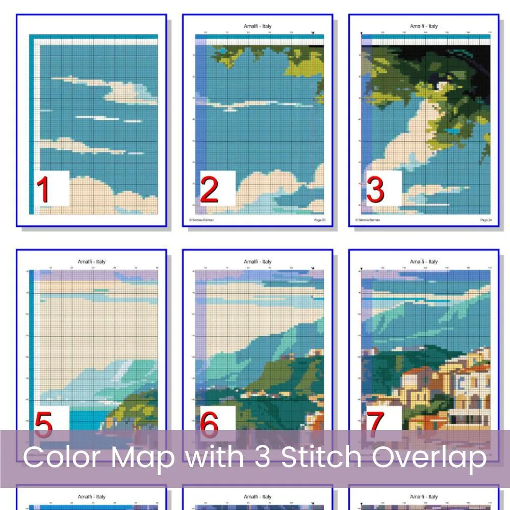 Amalfi Italy Travel Poster Cross Stitch Pattern, Retro Travel Poster, Vintage Poster Cross Stitch PDF Chart, Instant Download, Full Coverage