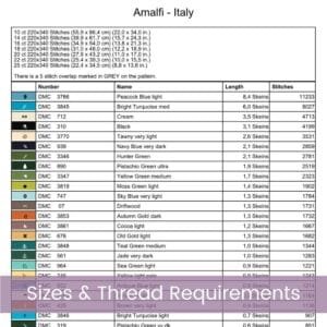 Amalfi Italy Travel Poster Cross Stitch Pattern, Retro Travel Poster, Vintage Poster Cross Stitch PDF Chart, Instant Download, Full Coverage