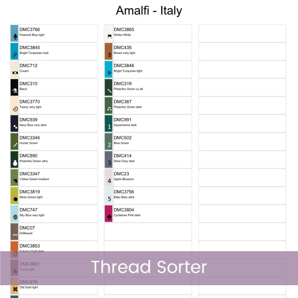 Amalfi Italy Travel Poster Cross Stitch Pattern, Retro Travel Poster, Vintage Poster Cross Stitch PDF Chart, Instant Download, Full Coverage