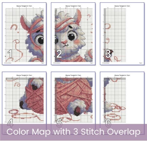 Alpaca Tangled in Yarn Cross Stitch Pattern, Baby Animal Stitch Pattern, Yarn Lover Decor, Knitters Yarn Art, Handmade Crafter Gift, PDF