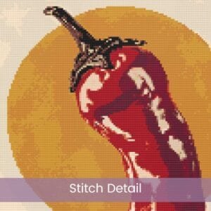 Chili Cross Stitch Pattern, Handmade Rustic Farmhouse Kitchen Embroidery Art Sign, Spicy Food Decor, Tex-Mex Decor, Country Home Stitching