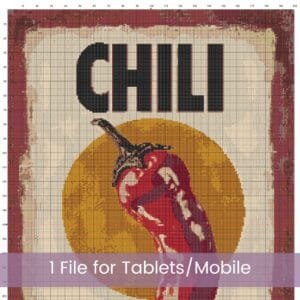 Chili Cross Stitch Pattern, Handmade Rustic Farmhouse Kitchen Embroidery Art Sign, Spicy Food Decor, Tex-Mex Decor, Country Home Stitching