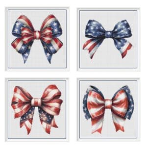 4th of July Coquette Bow Cross Stitch Patterns