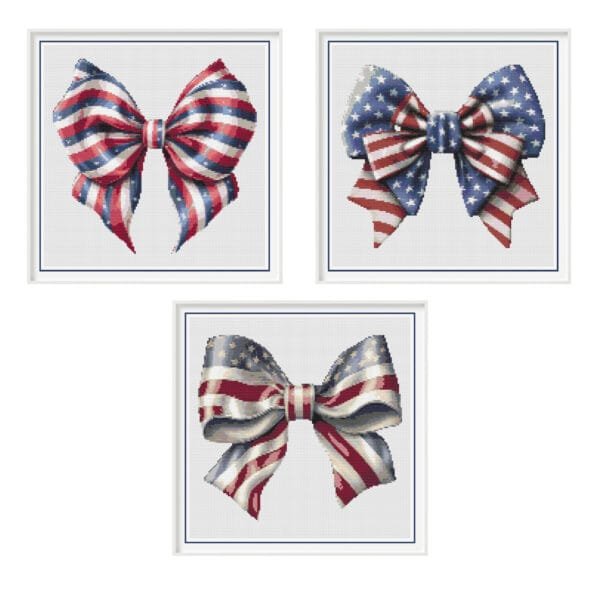 4th of July Coquette Bow Cross Stitch Patterns