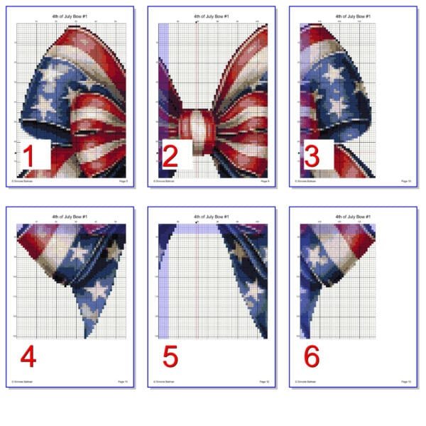 4th of July Coquette Bow Cross Stitch Patterns