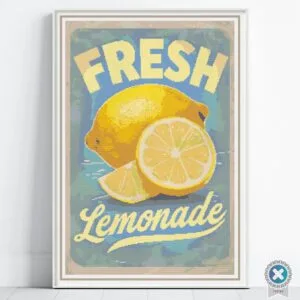 Lemonade Market Sign Cross Stitch Pattern, Farmhouse Kitchen Embroidery Sign, Bright Citrus Handmade Art Lemonade Stand Kitchen Decor Gift