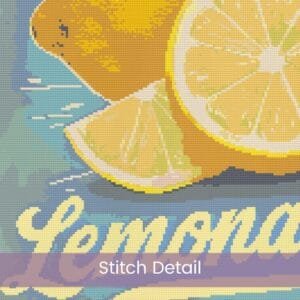 Lemonade Market Sign Cross Stitch Pattern, Farmhouse Kitchen Embroidery Sign, Bright Citrus Handmade Art Lemonade Stand Kitchen Decor Gift