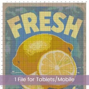 Lemonade Market Sign Cross Stitch Pattern, Farmhouse Kitchen Embroidery Sign, Bright Citrus Handmade Art Lemonade Stand Kitchen Decor Gift