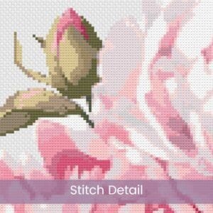 Peony Flowers Counted Cross Stitch PDF Pattern, Large Pink Peony Flowers Cross Stitch Pattern, Flowers PDF Pattern, Instant Download