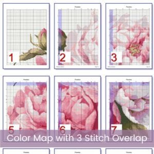 Peony Flowers Counted Cross Stitch PDF Pattern, Large Pink Peony Flowers Cross Stitch Pattern, Flowers PDF Pattern, Instant Download
