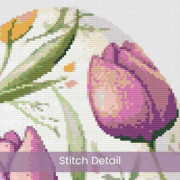 Tulip Easter Egg Cross Stitch Pattern, Floral Easter Cross Stitch, Pastel Tulip Egg Embroidery, Spring Stitching, Handmade Easter Decor Gift