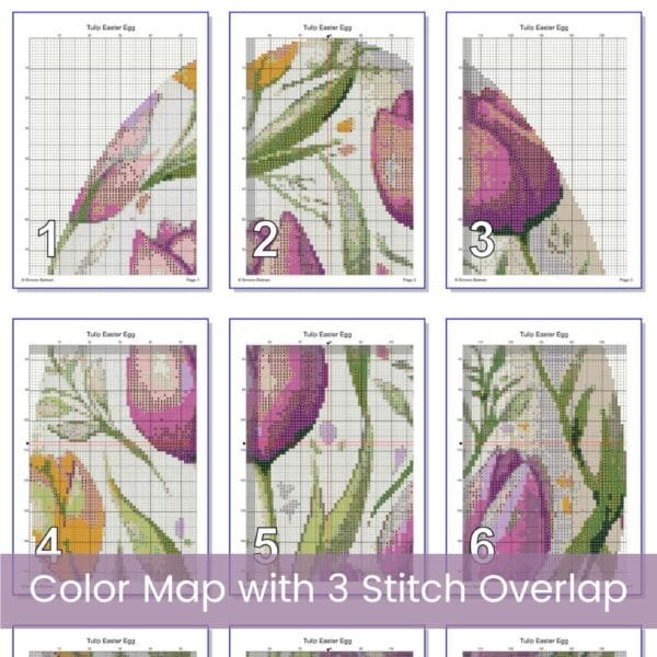 Tulip Easter Egg Cross Stitch Pattern, Floral Easter Cross Stitch, Pastel Tulip Egg Embroidery, Spring Stitching, Handmade Easter Decor Gift