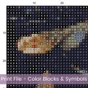 William Morris Tapestry-Inspired Vintage Blue Flower Nature Cross Stitch Pattern, Decorative Arts & Crafts Embroidery Decor, Full Coverage